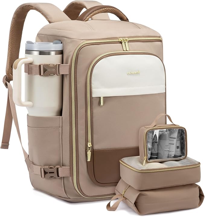 LOVEVOOK 50L Travel Backpack for Women, TSA Approved Carry On Backpack with 3 Packing Cubes, Personal Item Bag Fits 17" Laptop, Water-resistant Carry On Bag for Airplanes by LOVEVOOK