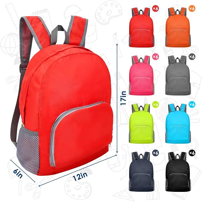 48 Pcs 17 Inch Backpack in Bulk Foldable Classic Back Packs Colorful Book Bags Assorted Colors Lightweight Bookbags for Outdoor Travel Student School Supply 8 Colors - Image 2