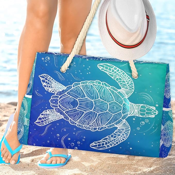 Large Beach Bag with Zipper Beach Bags for Women Water Resistant Swim Pool Bag - Image 7