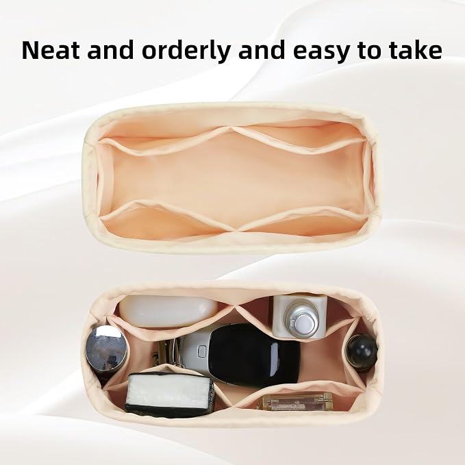 DGAZ Silk Purse Organizer Insert Fits Dior Book Tote mini/S/M/L，Silky Smooth Bag Organizer，Luxury Handbag & Tote Shaper（Craie，BT-M） - Image 3