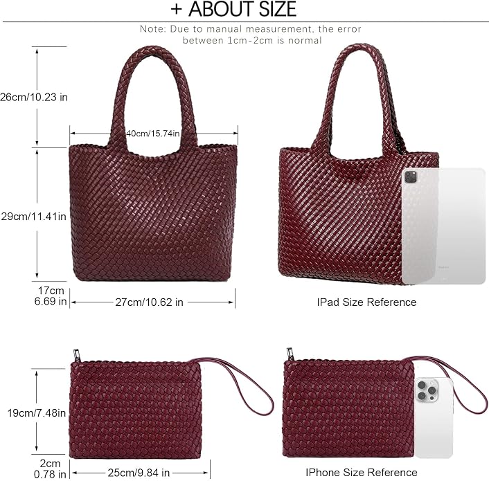 JINMANXUE Fashion Woven Bag Shopper Bag Travel Handbags and Purses Women Tote Bag Large Capacity Shoulder Bags - Image 3