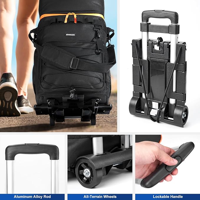 Odoland 72 Can Rolling Cooler Bag with Wheels & Handle, Collapsible Insulated Ice Chest for Beach, Camping & Tailgating - Portable Travel Soft Cooler on Wheels, Collapses for Easy Storage - Image 8
