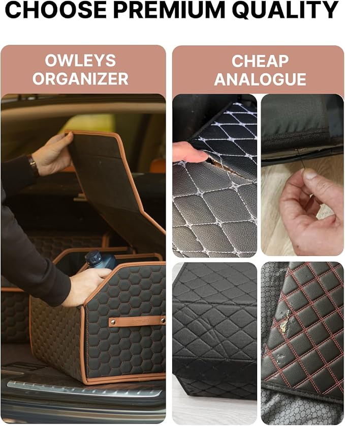 Owleys Foldable Trunk Organizer for Car Storage - Collapsible Auto Trunk Organizer With Lid - Trunk Organization (21.6 inch, Hexy) - Image 7