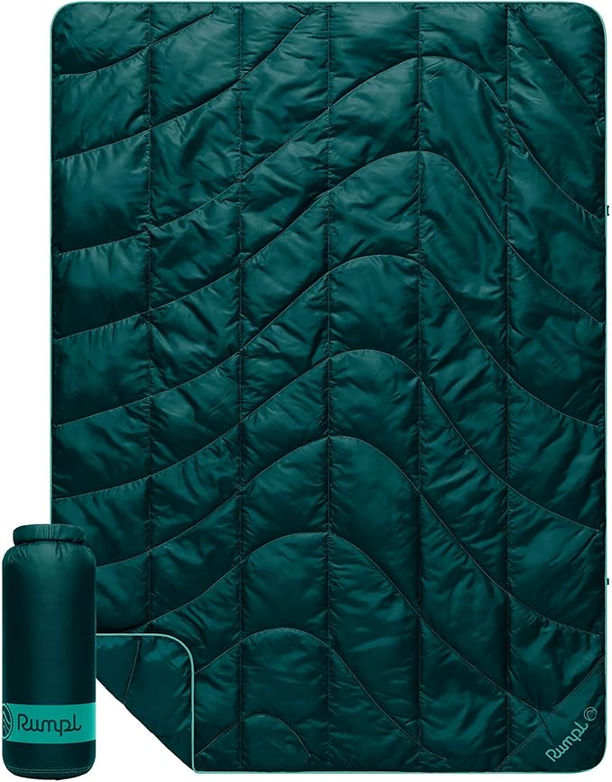 Rumpl Travel Puffy Blanket, Ultra-Packable Travel-Size Warmth and Comfort, Sea Moss by Rumpl