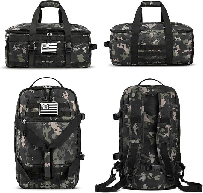 Gym Bags for Men, Tactical Duffle Bag Backpack with Shoe Compartment, 3 in 1 Carry on Bag Travel Backpack with Wet Pocket, Weekender Overnight Range Bag for Workout Football Gym, Camouflage - Image 5