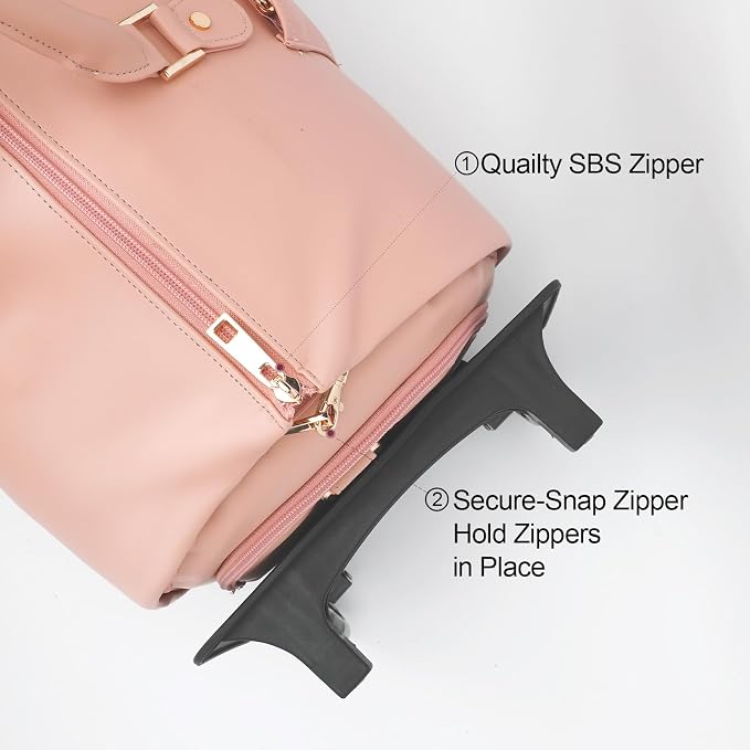 Modoker Rolling Garment Bags with Wheels, Women Garment Duffel Bag for Travel, PU Leather Convertible Garment Bag with Trollery Suit Luggage Bag (Green) - Image 7