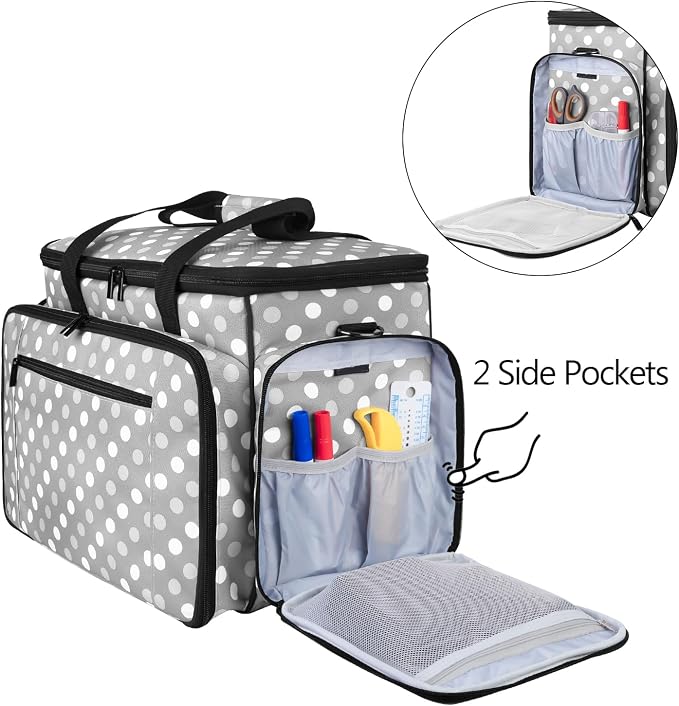 LUXJA Sewing Machine Case with Removable Padding Pad, Gray Dots | Travel Case for Most Standard Sewing Machines & Accessories, Bag Only - Image 4