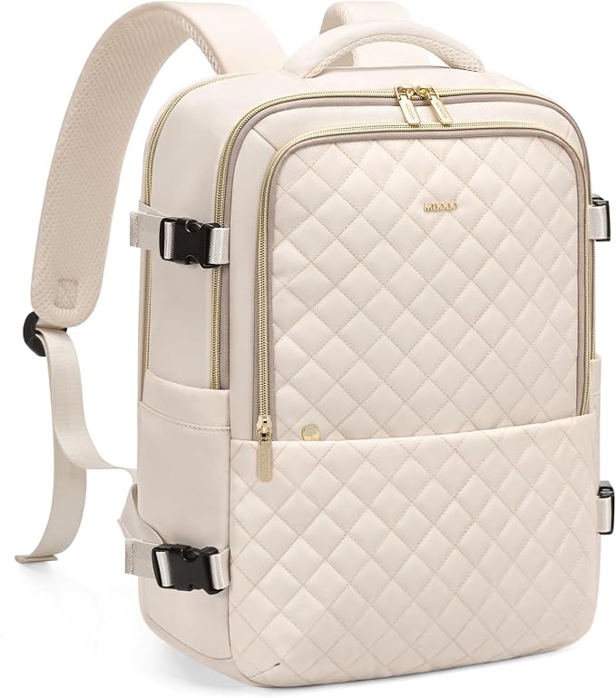 MDODO Travel Backpack for Women Men - Large Carry on Backpack fits 15.6" Laptop Lightweight Travel Bag Daypack Waterproof Causal Bookbag Backpack for College,Work,36L, Beige - Image 8