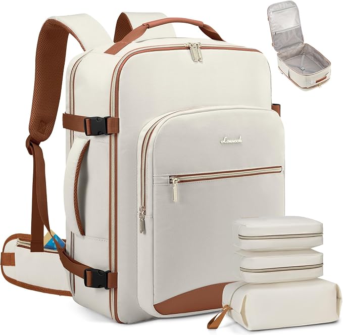 LOVEVOOK 40L Travel Backpack with Waist Strap,Flight Approved Carry on Backpack,Waterproof Personal Item Travel Bag,TSA Carry on Luggage Suitcase Travel Essentials,Gifts for Women & Men,fit 17" Laptop by LOVEVOOK