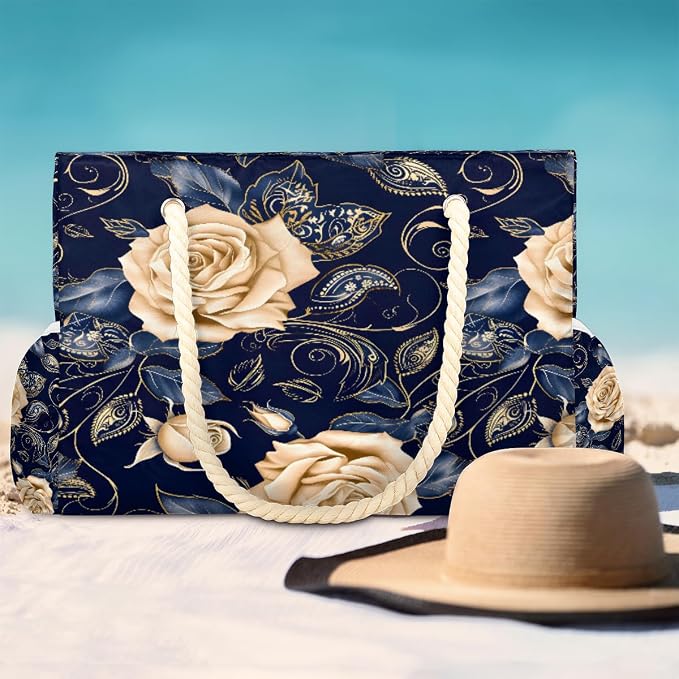 Large Beach Bag with Zipper Beach Bags for Women Water Resistant Swim Pool Bag - Image 2