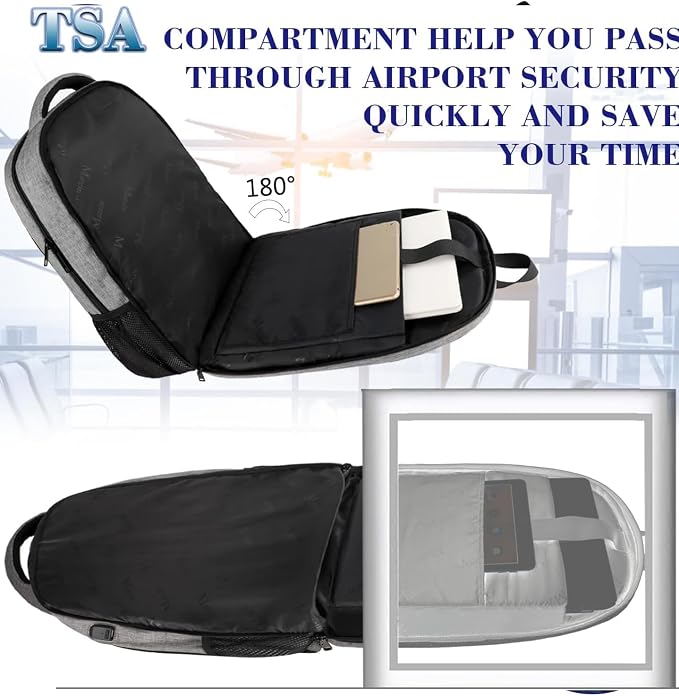 MATEIN Extra Large 18.4 Inch Laptop Backpack, TSA Friendly Travel Backpack | Laptop Compartment, Anti Theft, Flight Approved, College Business Work Big Bag for Women Men, Daily Commute & Office, Grey - Image 4