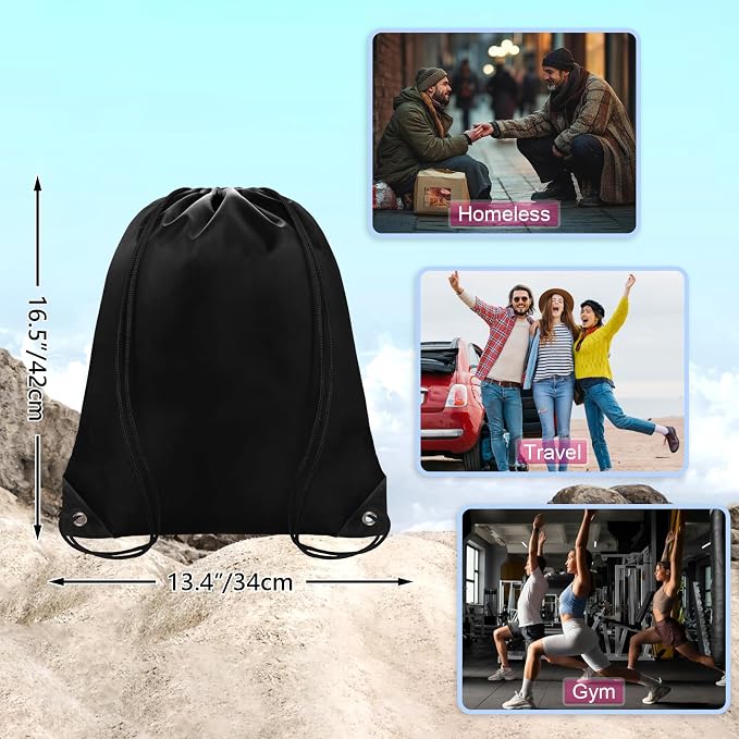 Grneric Black Drawstring Bags 28 PCS Drawstring Backpack Bulk String Backpack Cinch Bag Sackpack for Men Women Gym (Black) - Image 2
