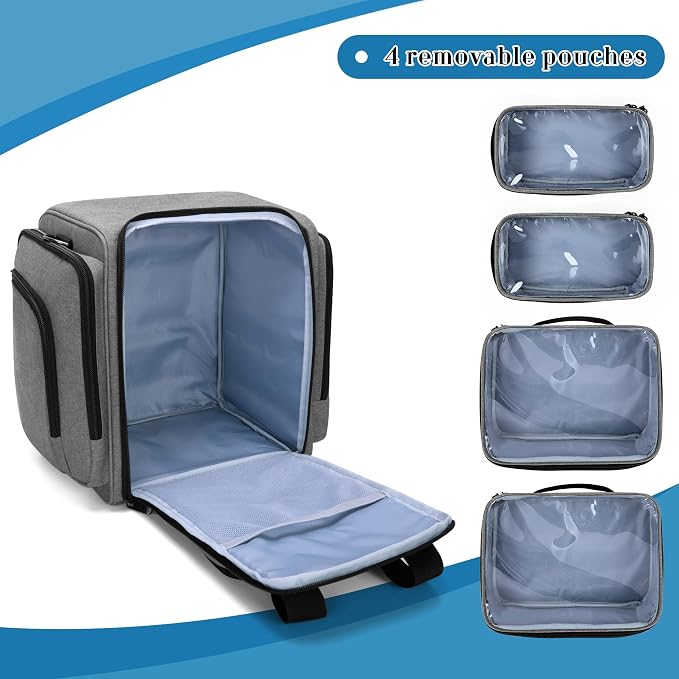 BAFASO Large Pill Bottle Organizer with 4 Inner Removable Pouches, Medicine Bag Come with Shoulder Strap (Bag ONLY),Gray - Image 2
