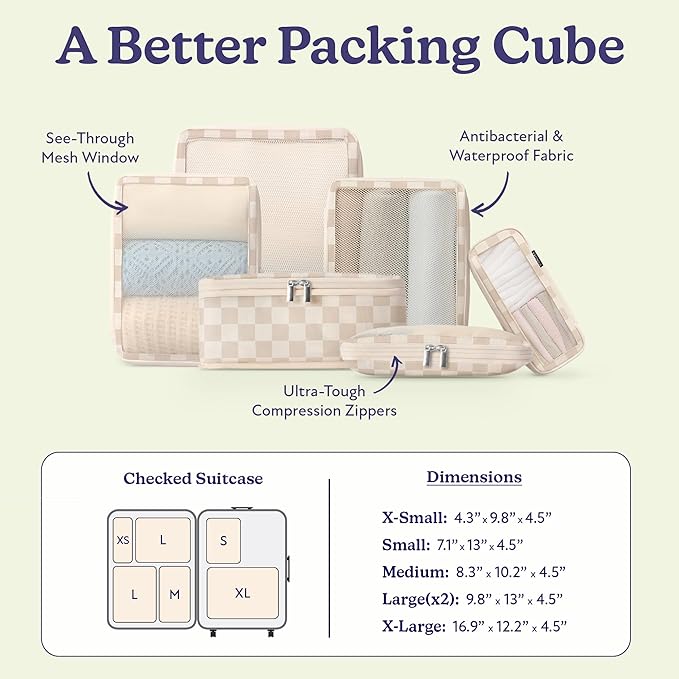 Vandel Space-Saving Compression Packing Cubes for Women, Men, 6-Pack Compressible Carry On Suit Case Organizer Luggage Packing Cubes for Travel Compression Organizer Bags for Luggage, Suitcase Cube - Image 3