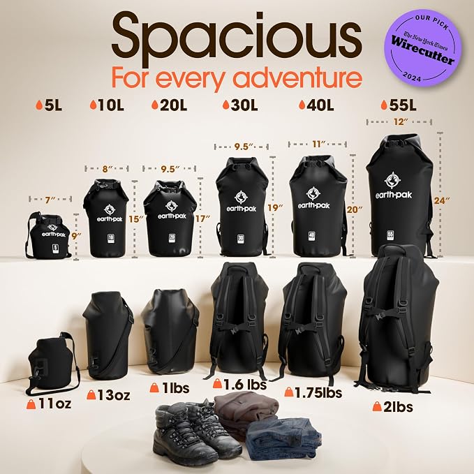 Earth Pak Waterproof Dry Bag - Roll Top Waterproof Backpack Sack Keeps Gear Dry for Kayak with Waterproof Phone Case - Image 2