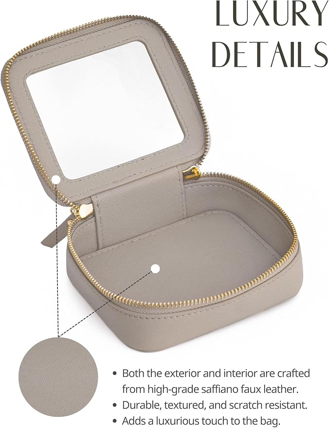Popvibe Clear Makeup Bag Travel Cosmetic Case Transparent Toiletry Bag with Zipper, Portable Make Up Organizer Traveling Compact Car Bag for Essentials, Stone, Mini - Image 7