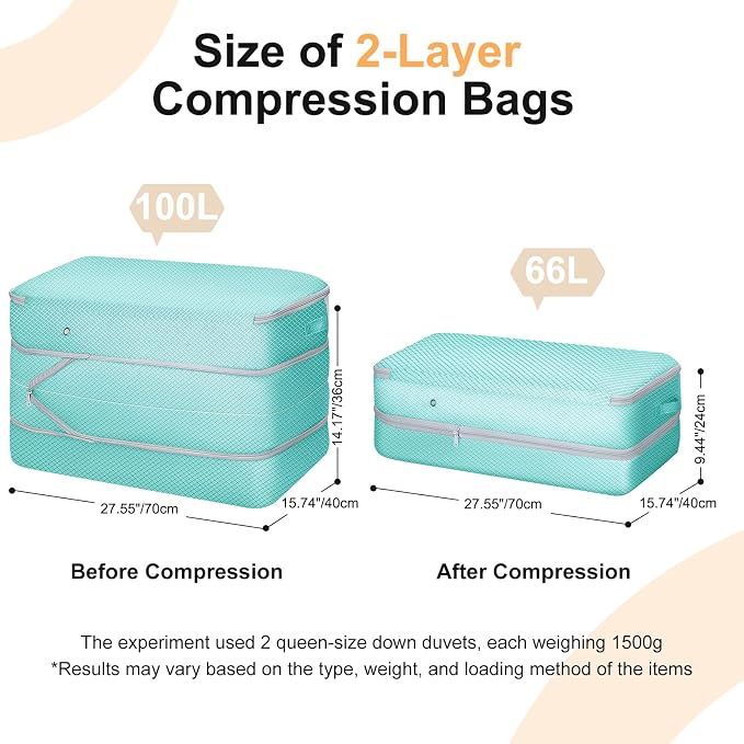 Comforter Storage Bag - Large Capacity Bedding Storage Bags Ultra Space Saving Self Compression Organizer, Washable Compression Bags for Storage Comforter Blanket Duvet Pillow, 4-Pack, Blue - Image 2