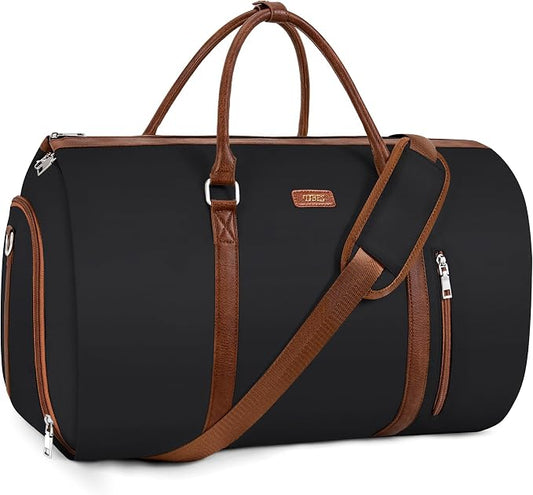 Convertible Garment Duffle Bags for Travel - Carry On Garment Bags With Toiletry Bag, Large Weekender Bags for Women Men 2 in 1 Hanging Suitcase Suit Travel Duffel Bags (2pcs Set, Black) by TIBES
