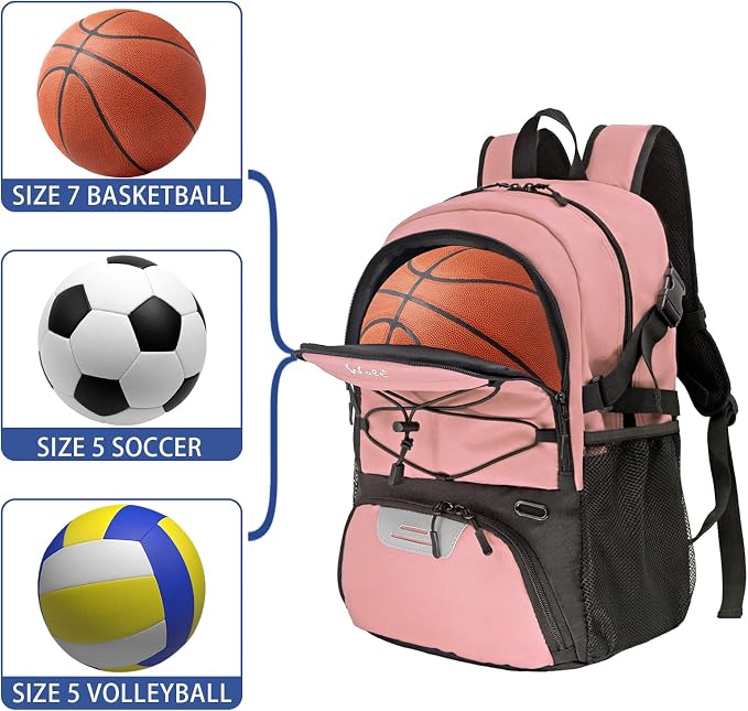 WOLT Basketball Backpack Large Sports Bag with Separate Ball Holder & Shoes Compartment, Best for Basketball, Soccer,Gym - Image 2