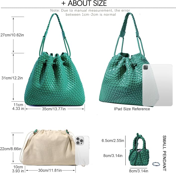 JINMANXUE Woven Purse for Women, Beach Hobo Shoulder Bag, Top-handle Tote Handbag, Shopper Underarm Satchel for Work Travel | Spacious Lightweight - Image 4
