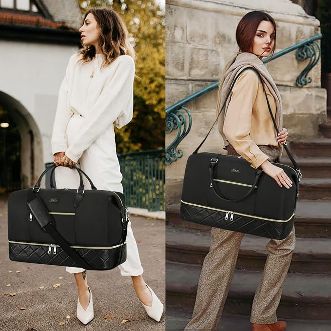 ITIEZY Weekender Overnight Bag for Women - Large Travel Duffel Bag with Shoe Compartment, Gym Duffel Bag Hospital Bag Carry On Tote Bags for Airplanes with Crossbody Bag Toiletry Bag 3Pcs Set - Image 2