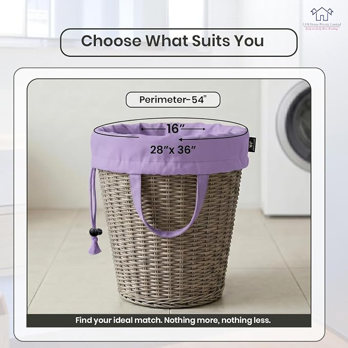 LFH Home Cotton Rich Large Premium Canvas Laundry Bag, Heavy Duty Washable Laundry Hamper with Drawstring & Handles, Multi-Use Clothes Storage for Home, Travel & College 28"x36" (Pack of 6) - Lavender - Image 2