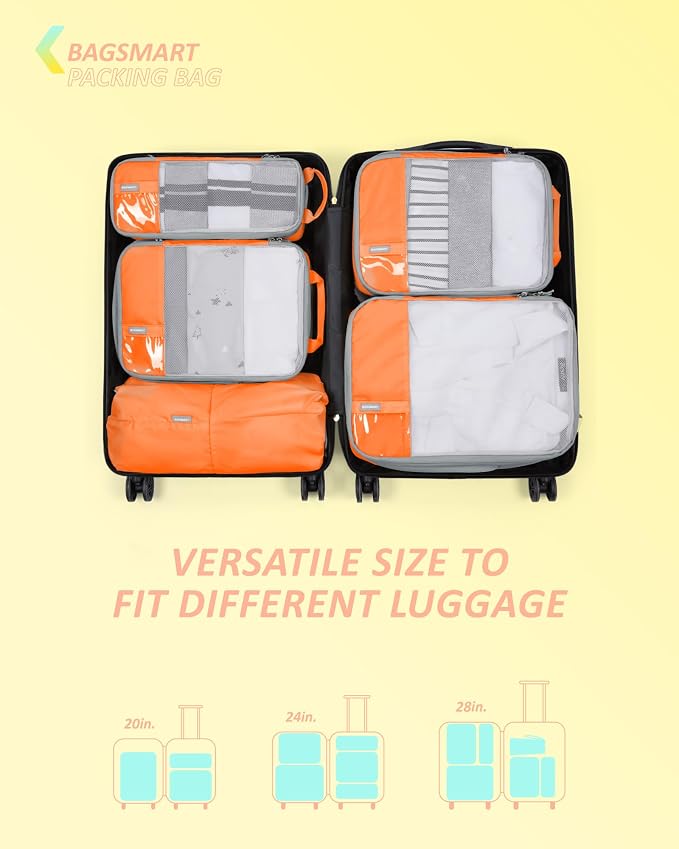 BAGSMART 6 Set /4 Set/2 Set Compression Packing Cubes for Travel, Lightweight Luggage Organizer Bags, Durable Space Saver Bags Travel Essentials - Image 3