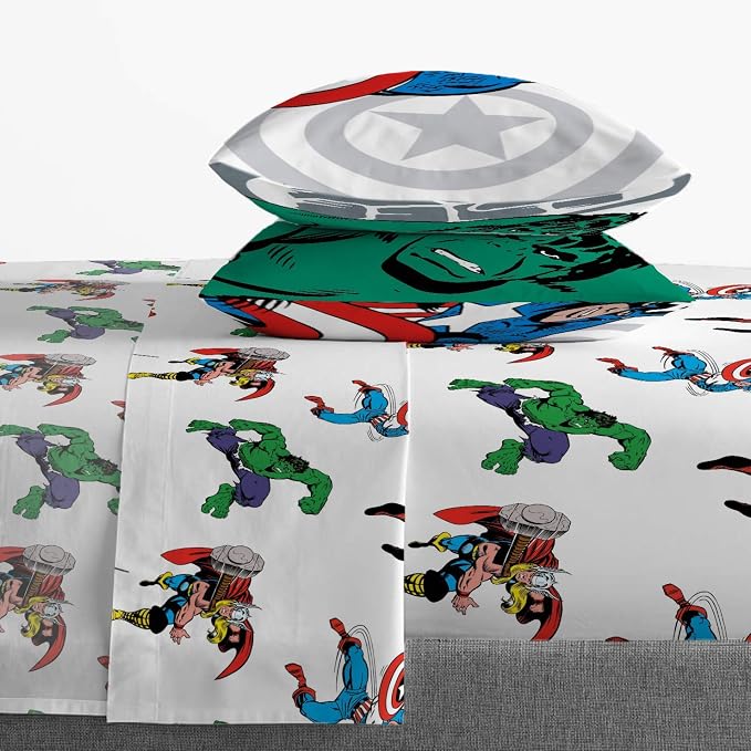 Marvel Comics Avengers Queen Comforter Set 7 Piece Soft Boys Bedding, Multi | Spiderman Hulk Captain America, Comforter Sheets Shams Pillowcases, Soft Microfiber, Machine Washable, Boys Gift - Image 3