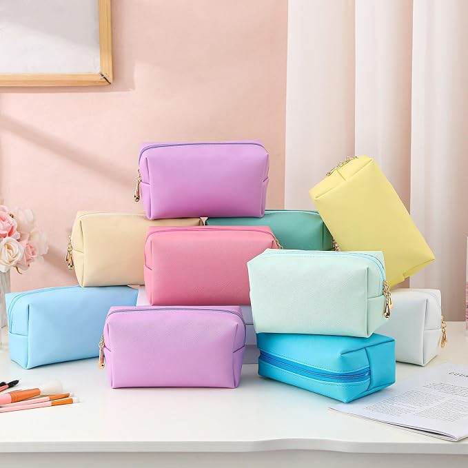 20 Pcs Preppy Makeup Bags PU Leather Cosmetic Pouch with Zipper Waterproof Make up Bags Toiletry Beauty Container for Women Bridal Shower Favors End of the Year Teacher Gifts(Multicolor) - Image 7