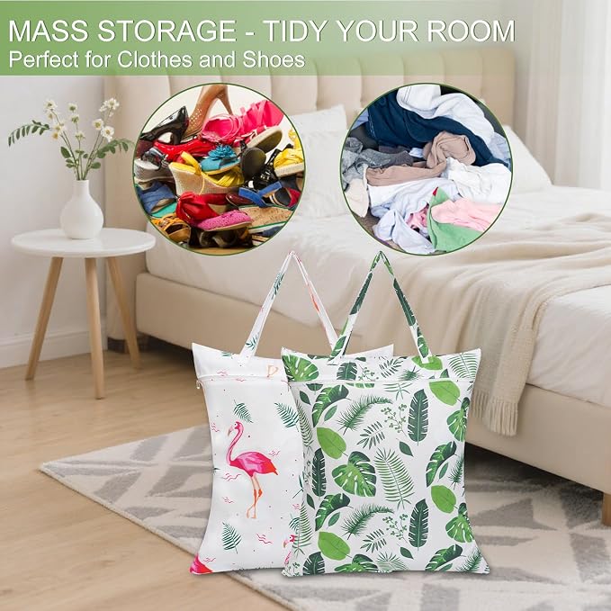 HOTUT Travel Laundry Bag,2pcs Waterproof Bathing Suit Workout Bag,Dirty Clothes Bags with Zipper for Home,Travel,Holiday,Camping,Caravan,Dormitory - Image 5