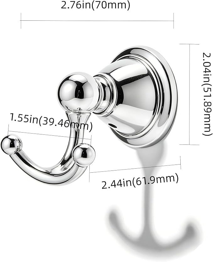 khtumeware 4 Pack Polished Chrome Robe Hooks Wall-Mounted Heavy-Duty Towel Hooks, Zinc Alloy Bathroom Coat Hooks and Suitable for Hanging Towels, Bathrobes, Clothes, Hats and Bags. - Image 2