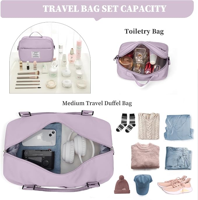 Weekender Bags for Women, Personal Item Travel Bag with Shoes Compartment | Overnight Travel Duffel Bag with Toiletry Bag, Airplane Friendly Carry-On Bag with Wet Pocket & Trolley Sleeve,Medium - Image 2