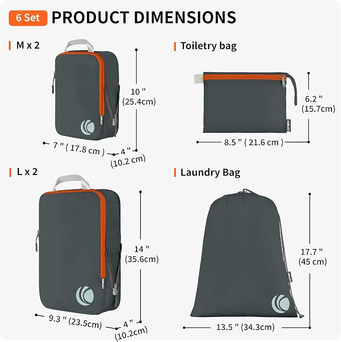 Cipway Compression Packing Cubes Set, Ultralight Expandable Travel Packing Organizers for Carry on Luggage (Grey 6pcs) - Image 5