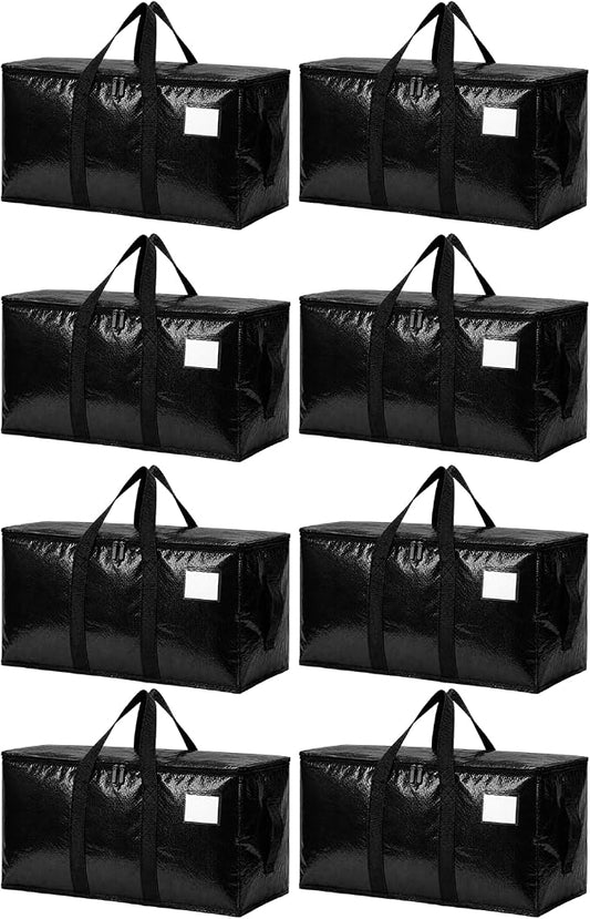 Songrey Heavy Duty Moving Bags, 8 Pack Large Storage Bags with Zipper & Handles, Waterproof Totes Bags for Clothes Packing, Moving, College Supplies, Home Organization by Unknown