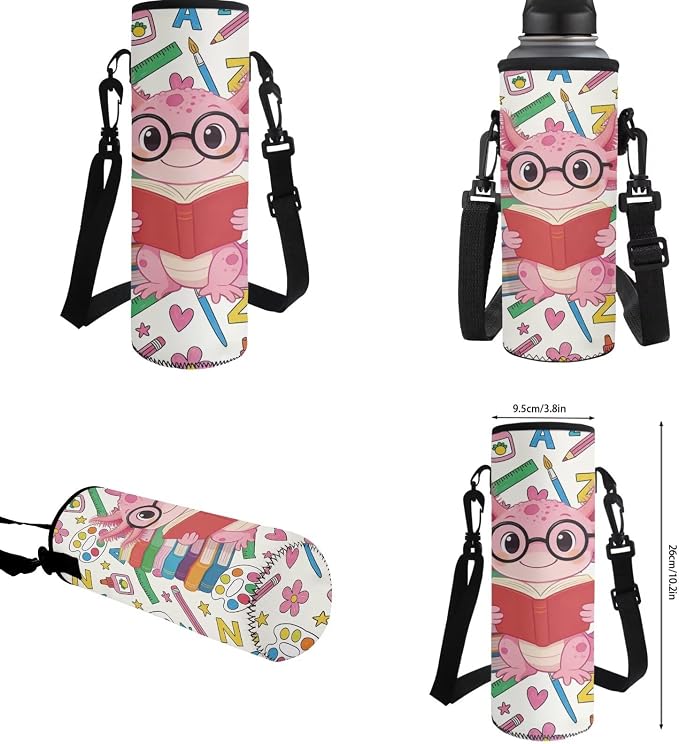 4Pcs Learning Axolotl Backpacks for School Girls Book Cute Backpack and Lunch Box Set Elementary Preschool Kids School Bag with Lunch Box Pencil Case Water Bottle Holder 8-12 - Image 6