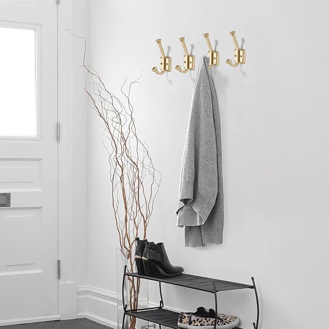 khtumeware 3 Pack 4.7 inch Champagne Bronze Coat Hooks Wall-Mounted Hooks | Applicable to hanging,Towel,robe,bathroom,bag,clothes,entryway Zinc Alloy bathroom hooks - Image 5