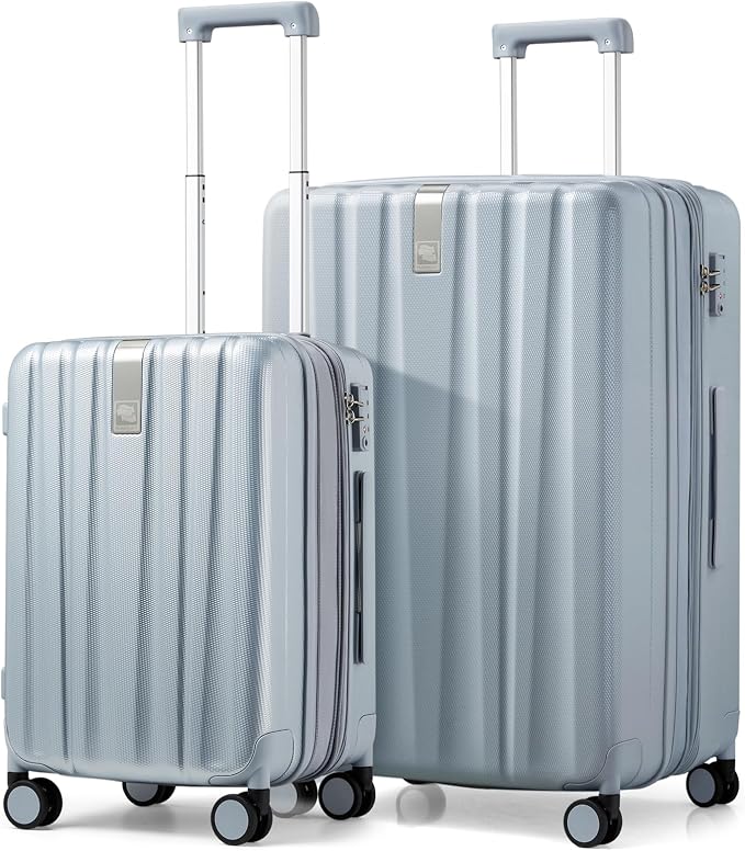 Hanke Expandable Hard Shell Luggage Sets 2 piece Carry On Luggage with Wheels Suitcases Lightweight Checked Travel Luggage Rolling Large Suitcase Travel Luggage Bag Woman Men 20/29 Inch(Gray) by Hanke