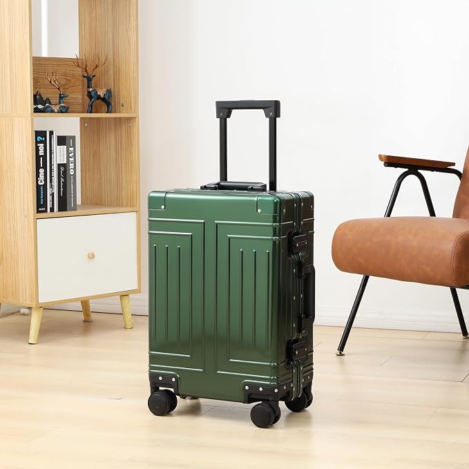 All Aluminum Carry On Luggage，Cut from Whole Aluminum Sheet，22x14x9 Airline Approved ，（3rd Generation，Premium Metal zipperless suitcase ） (green, 20inch) - Image 6