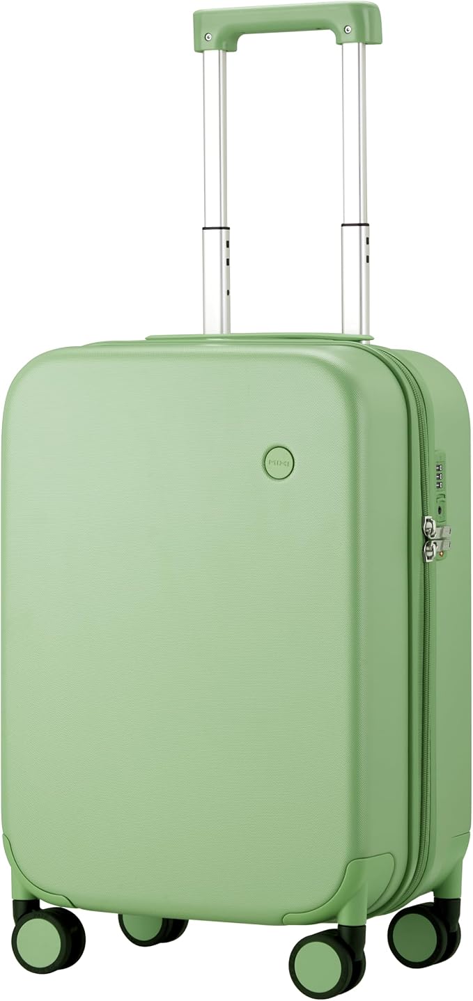 mixi Upgrade Carry on Luggage Suitcases with Spinner Wheels, Hardside Rolling Suitcase PC with TSA Lock Lightweight Travel Case 20in Carry-On, Fine Grid Avocado Green by MIXI