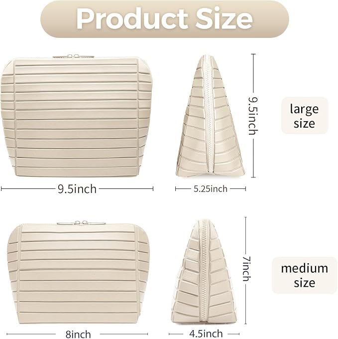 Travel Makeup Organizer Bag with Fold-Down Design and Adjustable Dividers, 27 Pockets & 3 Brush Storage Holders, Large Capacity Cosmetic Bags Toiletry Case (White, Large) - Image 4