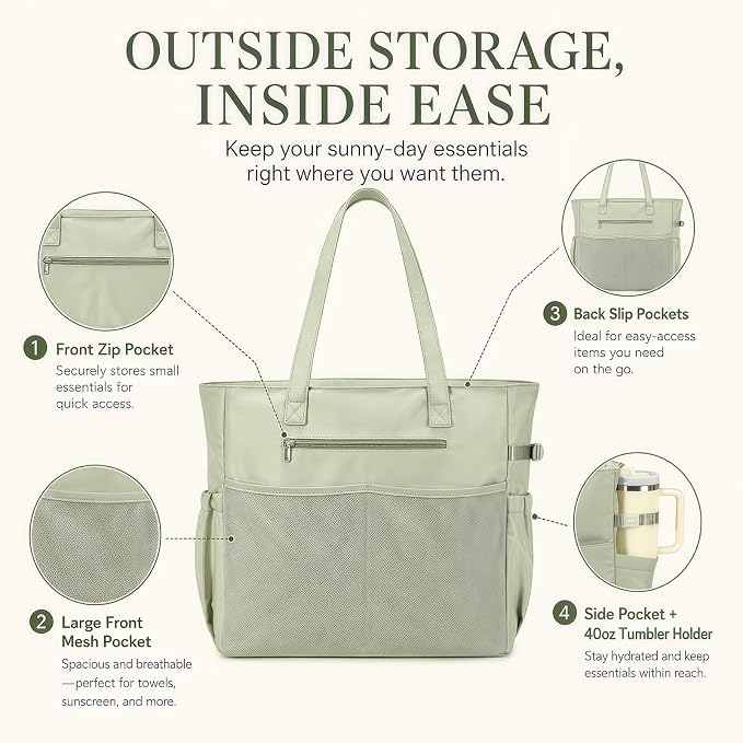 Bluboon Waterproof Beach Tote Pool Bags for Women Ladies Extra Large Carry On Bag With Wet Compartment for Weekender Travel - Image 4