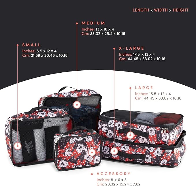 Disney Minnie Mickey Stitch Packing Cubes - Winnie the Pooh, Princess Cinderella, Cars, Toy Story 5 Piece Packing Cubes Compression - Travel Essential - Luggage Suitcase Organizer Set - Image 2