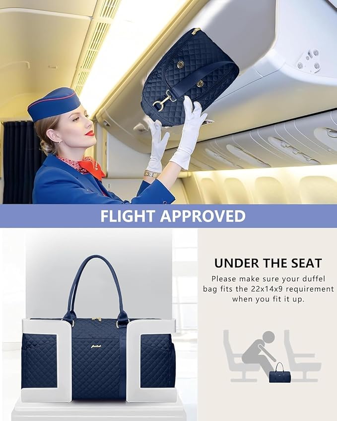 Women Weekender Travel Duffle Bag: Travel Duffel Overnight Bags with Shoe Compartment Large Carry on Tote with Toiletry Bag Weekend Traveling Yoga Gym Hospital Bag for Women with Wet Pocket Blue - Image 5