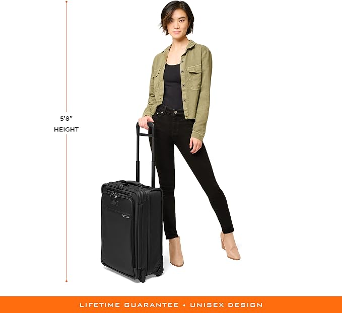 Briggs & Riley Essential 22" 2-Wheel Expandable Carry On - Luggage for Travel, Suitcases with Wheels, Softside Rolling Bag for Men & Women, Self-Repairing Zipper - Baseline Collection, Black - Image 14