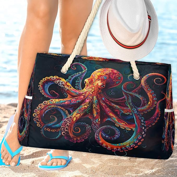 Large Beach Bag with Zipper Beach Bags for Women Water Resistant Swim Pool Bag - Image 2