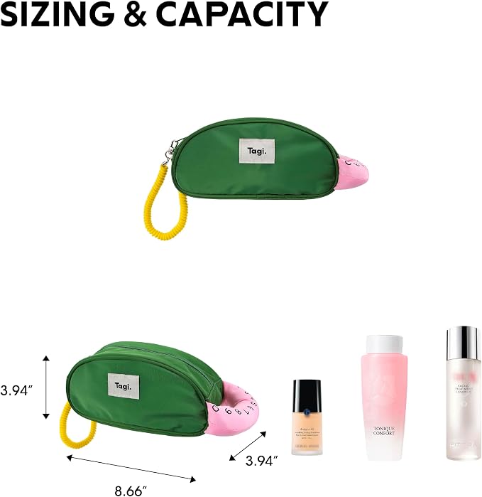 Tagi. Callme Hotdog Small Capacity Travel Makeup Bag, Waterproof Polyester Cosmetic Bag for Women, Wide-Open Flat Pouch for Toiletry & Travel, Portable Organizer with Handle & Dividers - Image 2