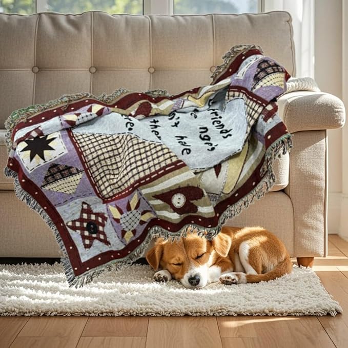 Friends & Family Like Angels Woven Tapestry Throw Blanket Wall Hanging Art Handicrafts Jacquard Multipurpose Soft Travel Mat Outdoor with Fringe Tassels 50 X 60 Inches