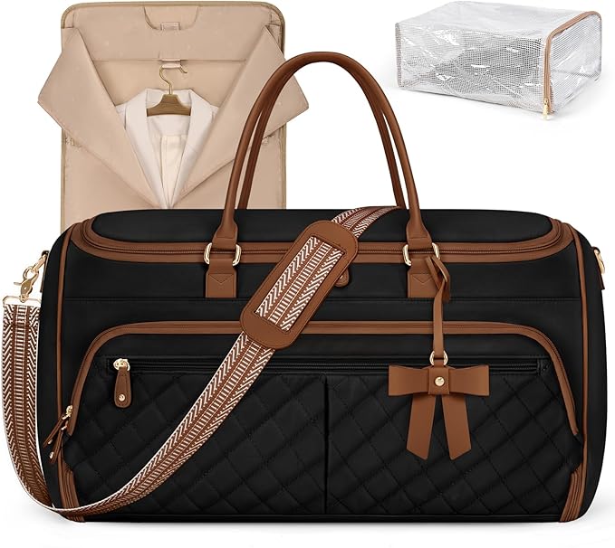 RAINSMORE Garment Bags for Travel Women Convertible Garment Duffle Bag for Hanging Clothes, Large Carry On Garment Bag with Shoe Bag & Wet Pocket, Foldable Dress Suit Business Travel Weekender Bags by RAINSMORE