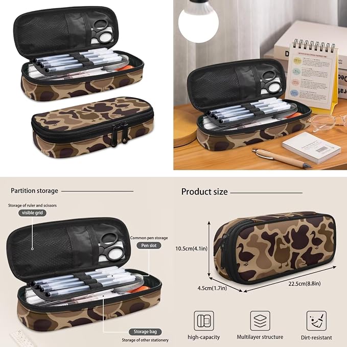 Duck Brown Camo 17 Inch Kids School Backpack Set 4Pcs Lunch Bag | Pencil Case and Water Bottle Holder, Lightweight 600D Fabric, Durable, for Elementary Middle High School Students - Image 6