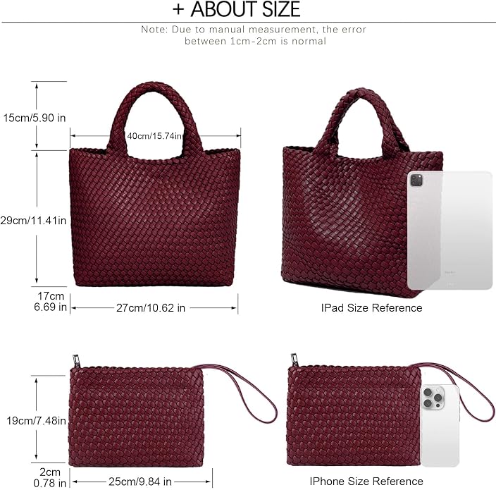 JINMANXUE Fashion Woven Bag Shopper Bag Travel Handbags and Purses Women Tote Bag Large Capacity Shoulder Bags - Image 4